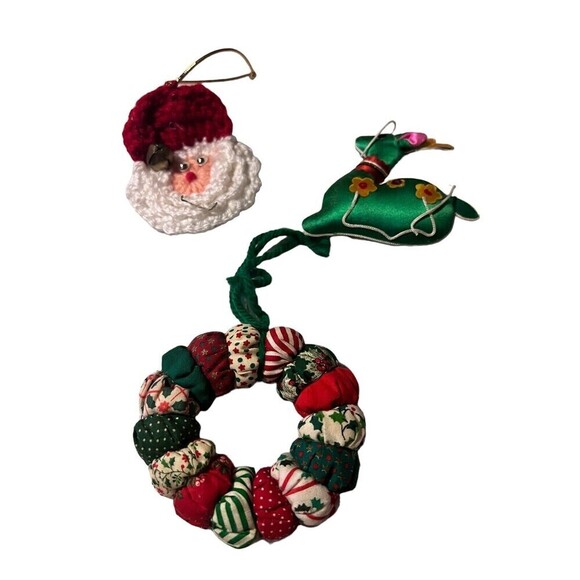 Handmade Fabric Christmas Ornaments ( Set Of Three) - Picture 1 of 6